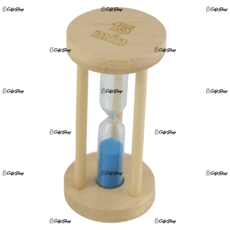Clepsidra din lemn cu nisip colorat, 15 minute - 14 cm